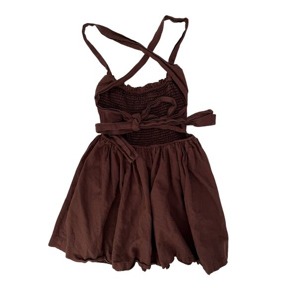 Peppermayo brown smocked mini dress - size 6 - Picture 3 of 6